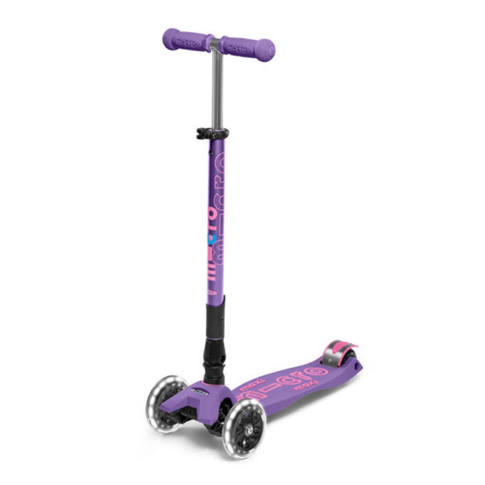 Micro Løbehjul - Maxi Deluxe Foldbar LED - Purple