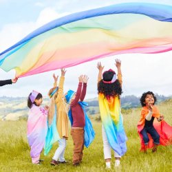 Sarah's Silks - Double Rainbow Playsilk - Enchanted Playsilks