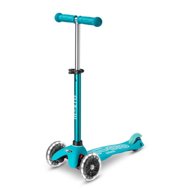 Micro Lbehjul - Mini Deluxe LED - Aqua